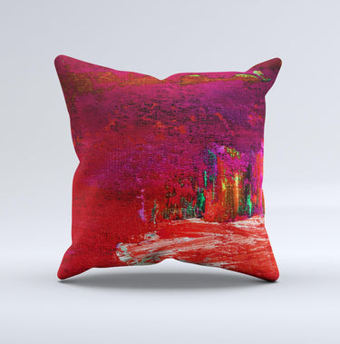 Abstract Paint Ink-Fuzed Decorative Throw Pillow